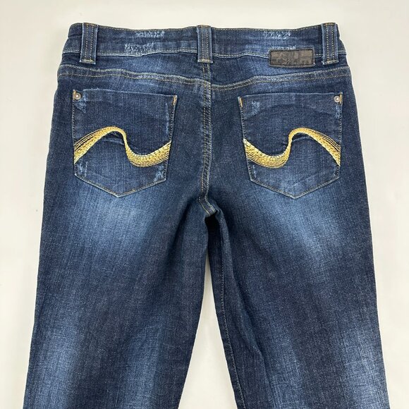 Grane Turbo Bootcut Women's size 9 Short Dark Wash Blue Denim Jeans - Picture 4 of 4